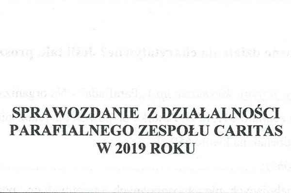 Sprawozdanie Parafialnego Zespołu Caritas za 2019r. 