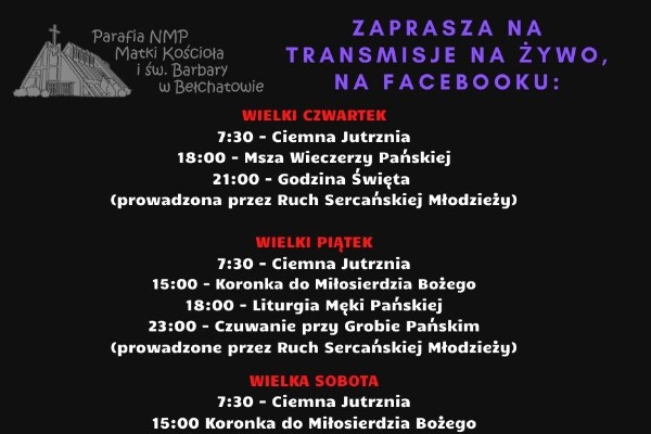 Transmisje na żywo podczas Triduum Paschalnego