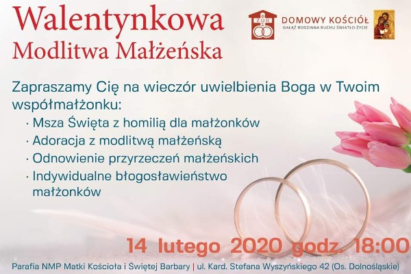 Walentynkowa Modlitwa Małżeńska już w najbliższy piątek!